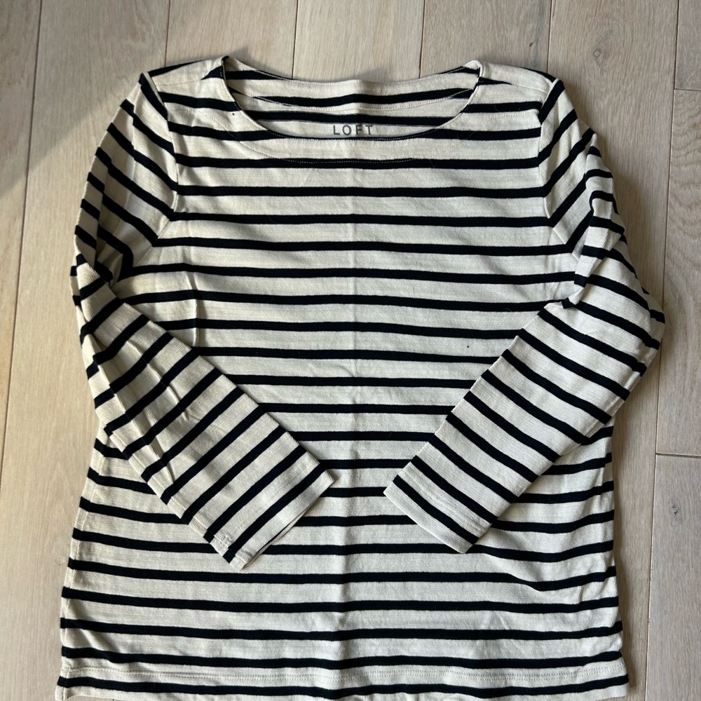 LOFT Black and White Striped Women's Top